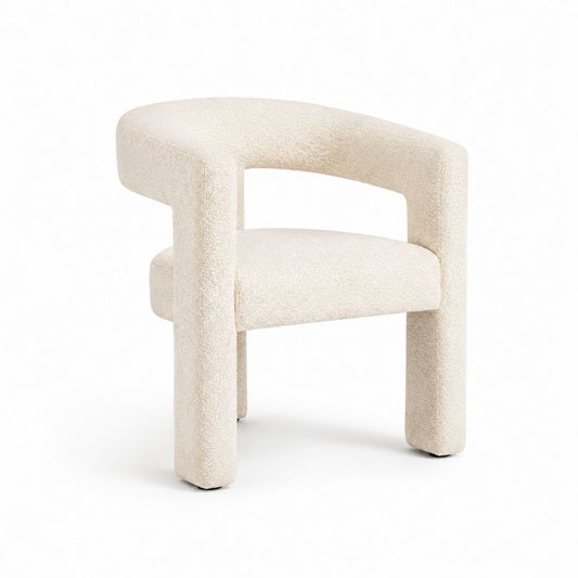 Sessel Cremeweiß mit Bouclé-Polyesterbezug und gepolsterter Sitzfläche 70 x 68 x 72 cm