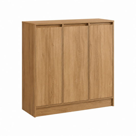 Sideboard Highboard Eichefarben Spanplatte rechteckig mit 3 Türen 120 x 40 x 140 cm