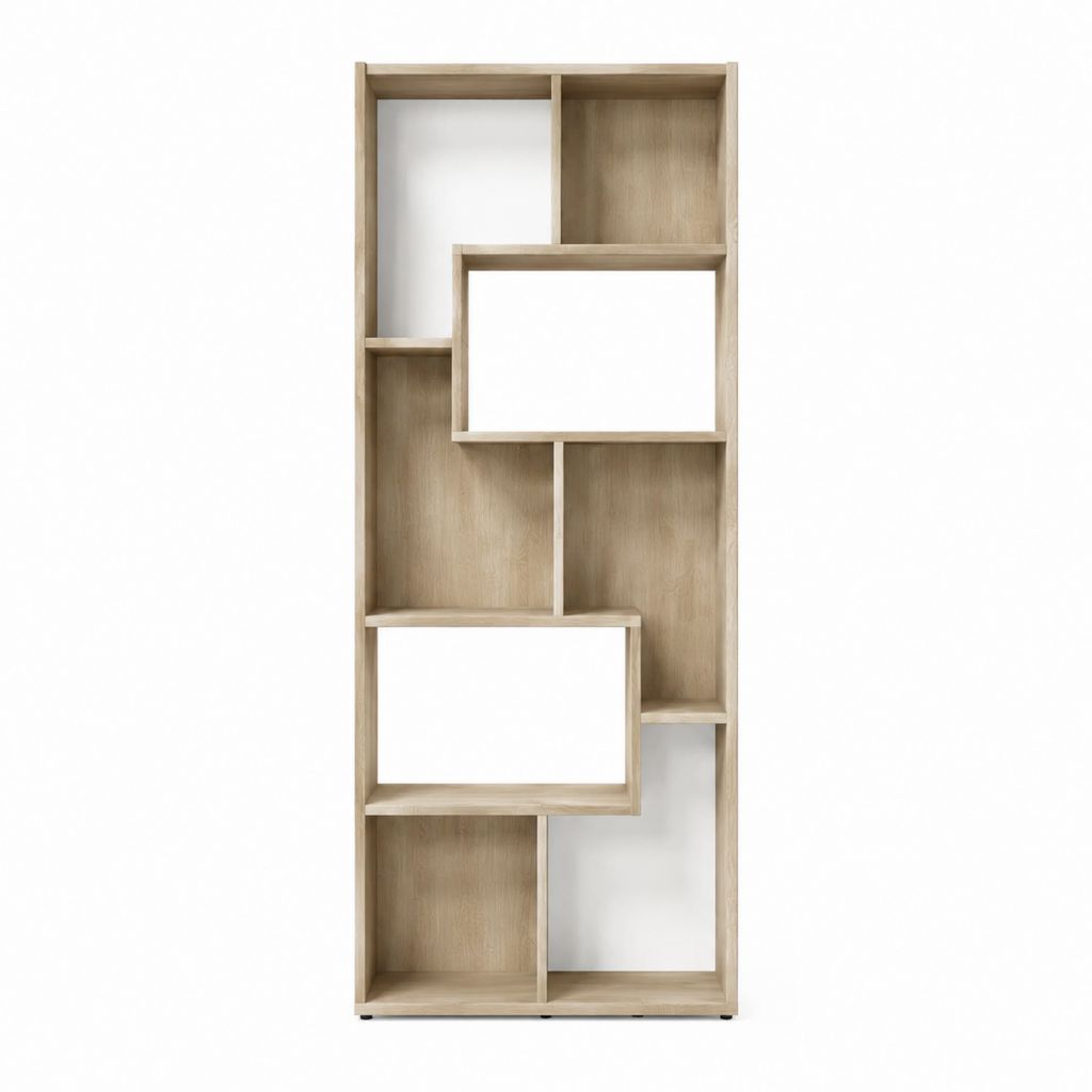 Bücherregal Eiche Sonoma Spanplatte Rechteckig 80 x 30 x 180 cm mit 9 offenen Fächern