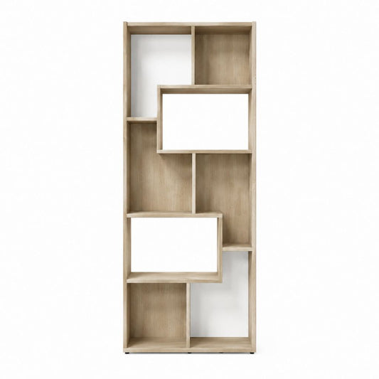 Bücherregal Eiche Sonoma Spanplatte Rechteckig 80 x 30 x 180 cm mit 9 offenen Fächern