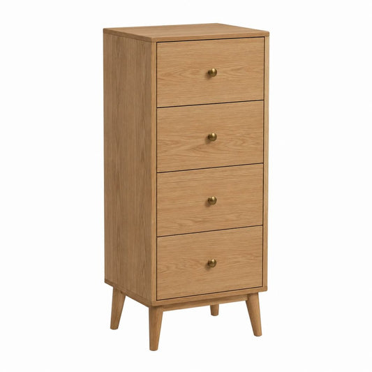 Schubladenkommode Eiche natur mit 4 Schubladen rechteckig 55 x 40 x 120 cm