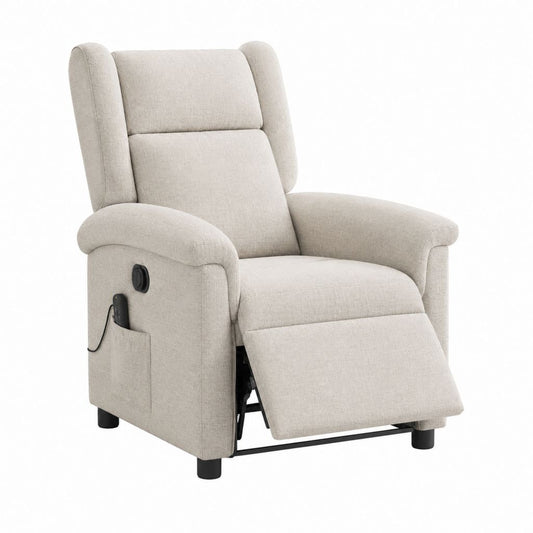 Elektrischer Relaxsessel Fernsehsessel in Ohrenbackenform Beige Polyester mit Liegefunktion 84 x 92 x 102 cm