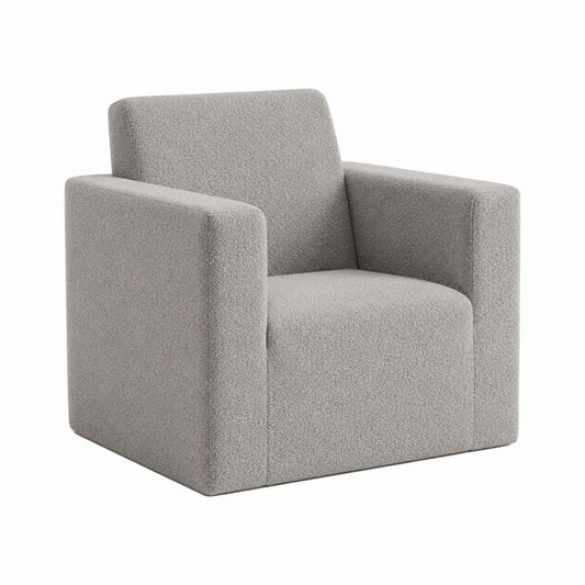 Kubischer Sessel Grau mit Bouclébezug aus Polyester 80 x 80 x 75 cm