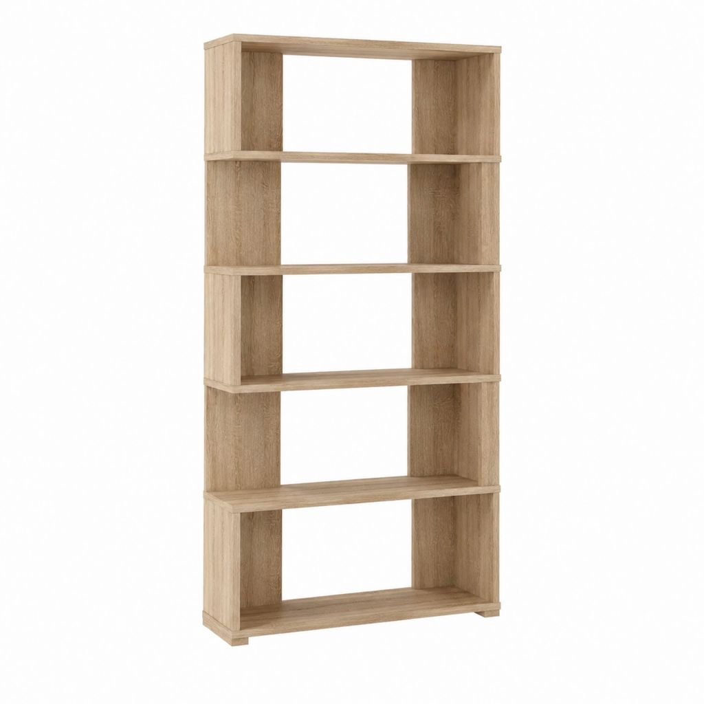 Bücherregal Eiche hell Spanplatte rechteckig 80 x 30 x 180 cm mit 5 offenen Fächern