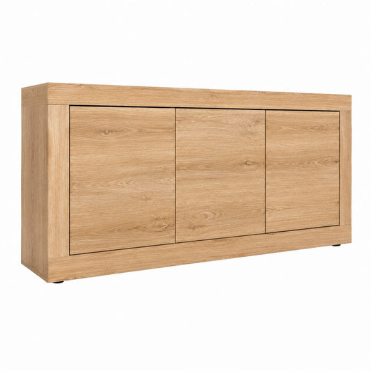 Sideboard Natur-Eiche Holzwerkstoff rechteckig 160 x 45 x 90 cm mit 3 Türen
