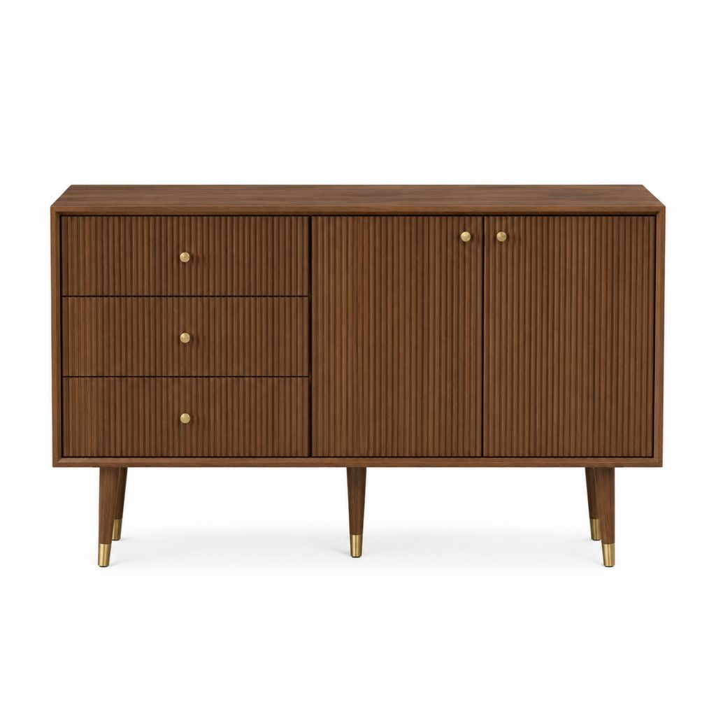 Sideboard Walnuss MDF rechteckig 120 x 40 x 80 cm mit 3 Schubladen und 2 Türen