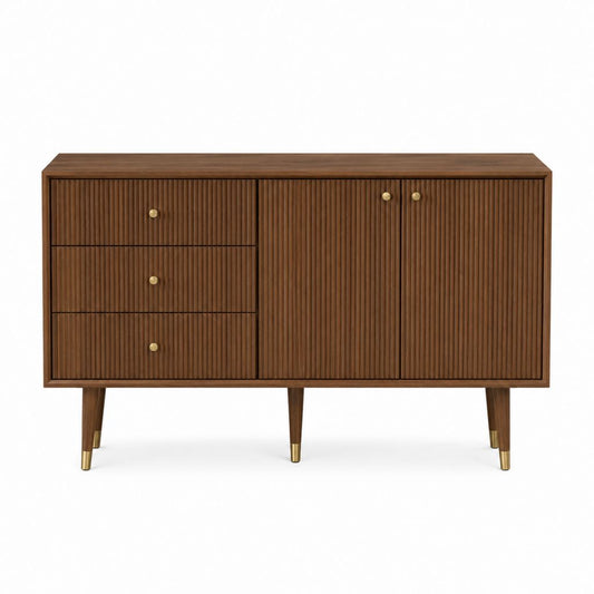 Sideboard Walnuss MDF rechteckig 120 x 40 x 80 cm mit 3 Schubladen und 2 Türen