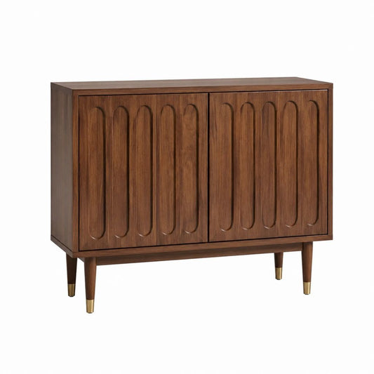 Sideboard dunkelbraun aus MDF mit Walnussfurnier rechteckig 120 x 40 x 80 cm